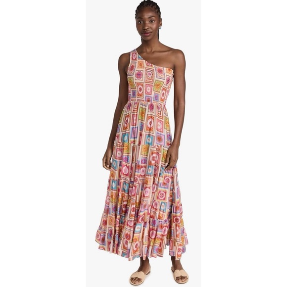 Sundress Joe Ibiza Sun Printed Smocked One Shoulder Maxi Dress XS/S - Picture 11 of 16